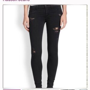 Hudson Krista Super Skinny Black Destructed Jeans